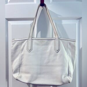 Fossil Wonen’s Cream Tote 100% Cowhide Leather with Two Straps